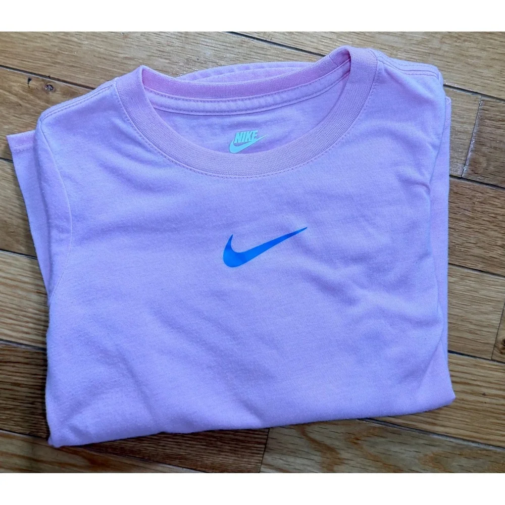 Nike Girls 3-Piece Set Puffer Vest Pink Shirt Silver Velvet Leggings Size 6 5-6Y